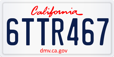 CA license plate 6TTR467