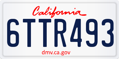 CA license plate 6TTR493