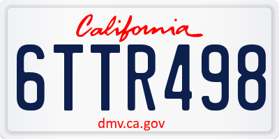 CA license plate 6TTR498
