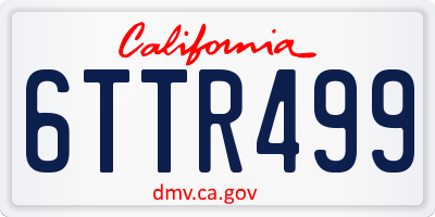 CA license plate 6TTR499