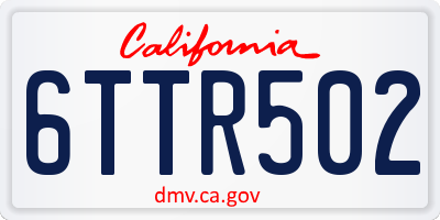 CA license plate 6TTR502