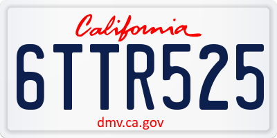 CA license plate 6TTR525