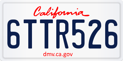 CA license plate 6TTR526