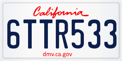CA license plate 6TTR533