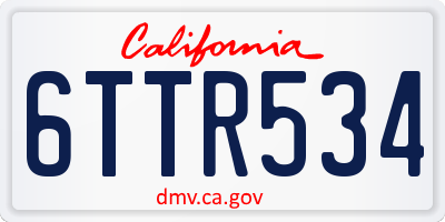 CA license plate 6TTR534