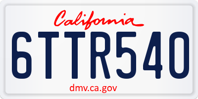 CA license plate 6TTR540