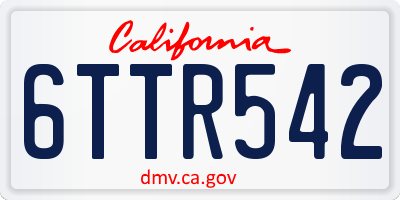 CA license plate 6TTR542