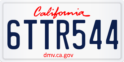 CA license plate 6TTR544