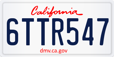 CA license plate 6TTR547