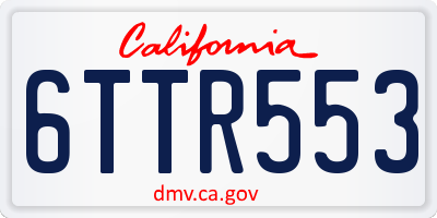 CA license plate 6TTR553