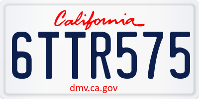 CA license plate 6TTR575