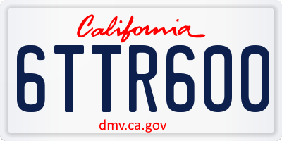 CA license plate 6TTR600