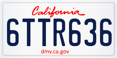 CA license plate 6TTR636