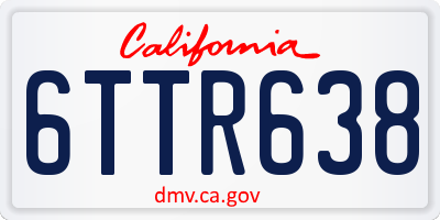 CA license plate 6TTR638