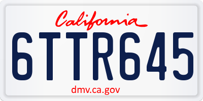 CA license plate 6TTR645