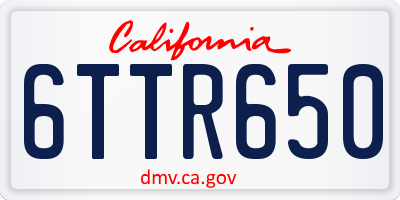 CA license plate 6TTR650