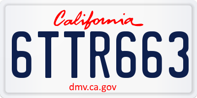 CA license plate 6TTR663