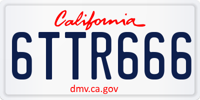 CA license plate 6TTR666
