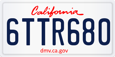 CA license plate 6TTR680