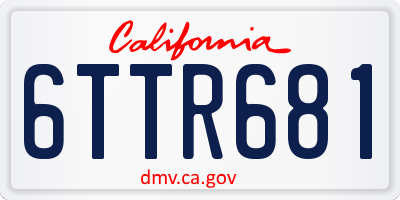 CA license plate 6TTR681