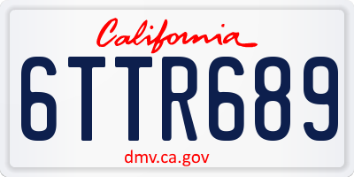 CA license plate 6TTR689