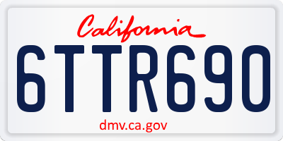 CA license plate 6TTR690