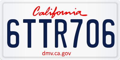 CA license plate 6TTR706