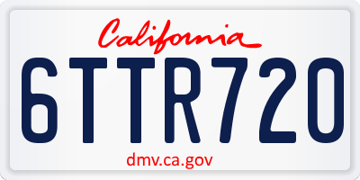 CA license plate 6TTR720