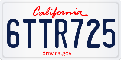 CA license plate 6TTR725
