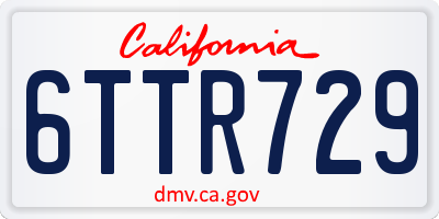 CA license plate 6TTR729