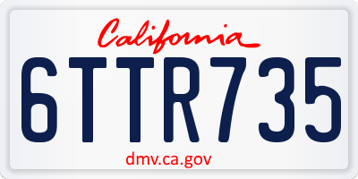 CA license plate 6TTR735