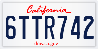 CA license plate 6TTR742
