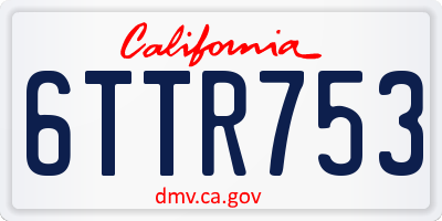 CA license plate 6TTR753