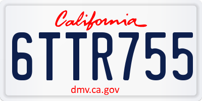 CA license plate 6TTR755