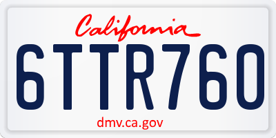 CA license plate 6TTR760