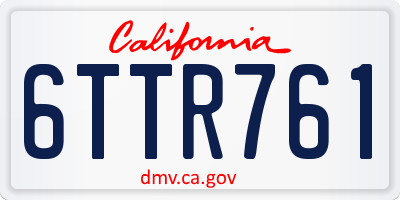 CA license plate 6TTR761
