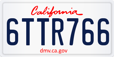 CA license plate 6TTR766