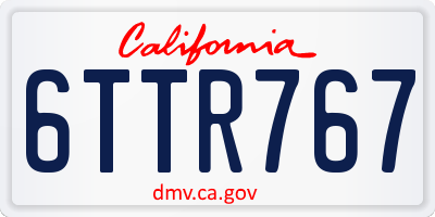 CA license plate 6TTR767