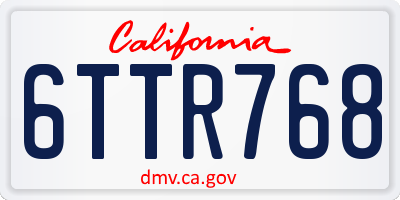 CA license plate 6TTR768