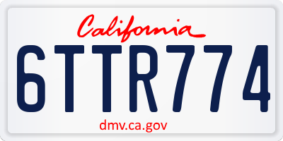 CA license plate 6TTR774