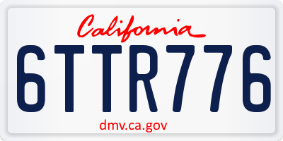 CA license plate 6TTR776