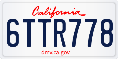 CA license plate 6TTR778