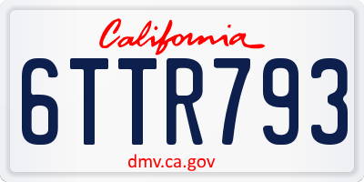CA license plate 6TTR793