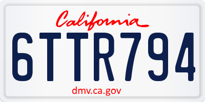 CA license plate 6TTR794