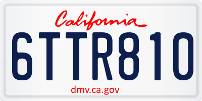 CA license plate 6TTR810