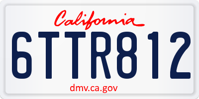 CA license plate 6TTR812