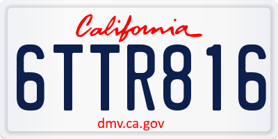 CA license plate 6TTR816