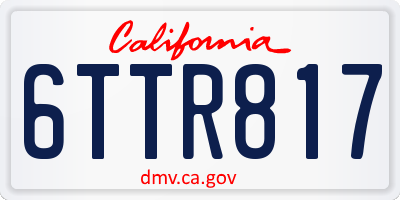 CA license plate 6TTR817