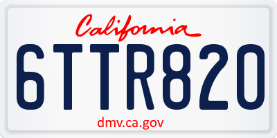 CA license plate 6TTR820