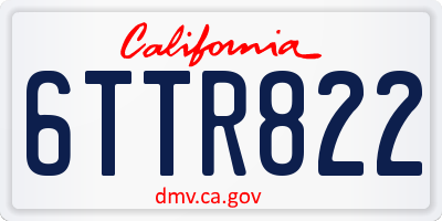 CA license plate 6TTR822